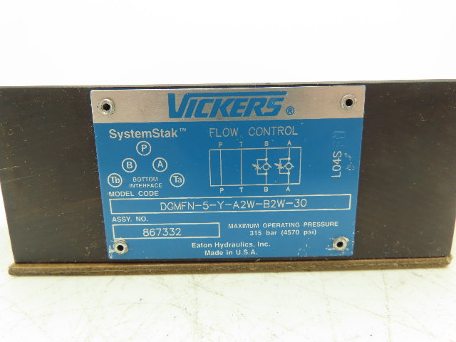 Vickers DGMFN-5-Y-A2W-B2W-30 SystemStak Hydraulic Flow Control Valve D05 4750PSI