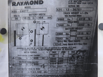 Raymond P48LD001 Forklift Hydraulic Motor 48V & Pump Off 425-C40TT