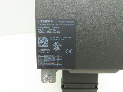 Siemens 6SL3120-1TE24-5AA3 Sinamics Servo Drive Single Motor Module 400V 45A