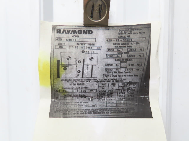 Raymond 1112096/700 Forklift Front Right Drive Axle & Motor 5-Lug Off 425-C40TT