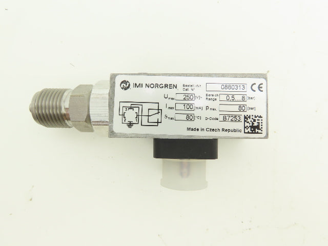 Norgren 0880313 Pressure Switch Monitors Gas/Air 1/2" Port Size 9-120 PSI Preset