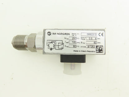 Norgren 0880313 Pressure Switch Monitors Gas/Air 1/2" Port Size 9-120 PSI Preset