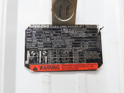 Raymond 1231434/704 Forklift Mast 188" 3-Stage Tilt Class 2 4850lbs Cap 4750C50