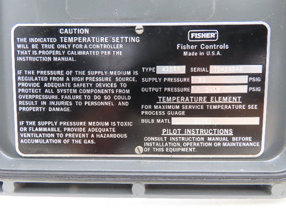 Fisher Controls 4156K Pneumatic Temperature Controller 20 PSIG In/3-15 Out