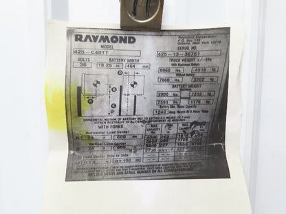 Raymond Forklift Lower Front Hood Assembly Removed From 425-C40TT