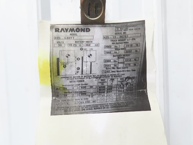 Raymond Forklift Lower Plastic Toe Kick Cover Assembly Removed From 425-C40TT