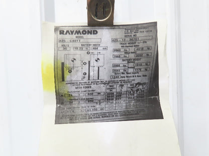 Raymond Forklift Lower Plastic Toe Kick Cover Assembly Removed From 425-C40TT