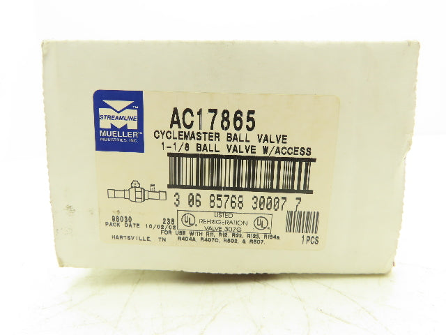 Cyclemaster AC17865 Bi-Directional Ball Valve W/Access 1-1/8" Refrigeration
