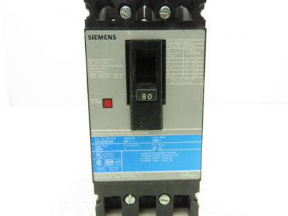Siemens ED43B080 SENTRON 80A Circuit Breaker 480V 3-Pole