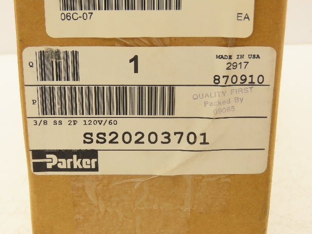 Parker SS20203701 Pneumatic Solenoid Valve 5 Port 3/8"NPT 150 PSIG 120V 50/60 Hz