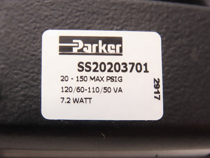 Parker SS20203701 Pneumatic Solenoid Valve 5 Port 3/8"NPT 150 PSIG 120V 50/60 Hz