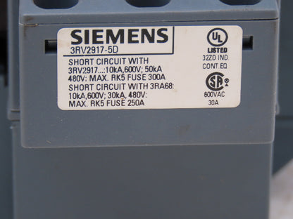 Siemens 3RV2917-5D | 3RV2411-1DA20 Bus Bar Circuit Breaker Assembly
