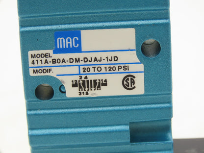 MAC 411A-B0A-DM-DJAJ-1JD Pneumatic Solenoid Valve NUMUR Interface 5/2 Way 120PSI