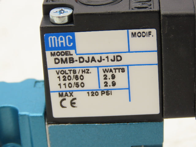 MAC 411A-B0A-DM-DJAJ-1JD Pneumatic Solenoid Valve NUMUR Interface 5/2 Way 120PSI