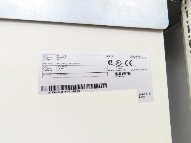 ABB ACS800-PC-0610-5+B055+M604 VFD Variable Speed AC Drive 600Hp 480V 3Ph