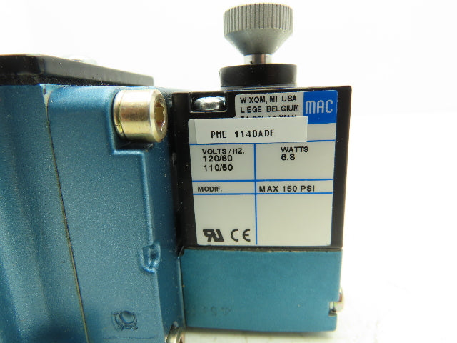 MAC 6511B-000-PM-114DA Pneumatic Solenoid Valve 4-Way 150PSI 110-120V 50/60Hz
