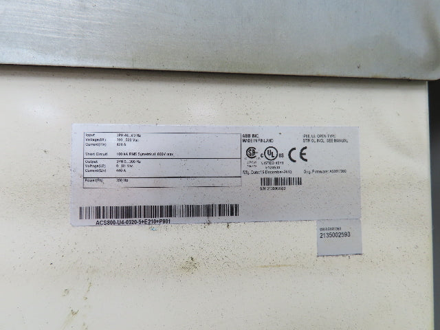 ABB ACS800-U4-0320-5+E210+P901 VFD Variable Speed AC Drive 350Hp 480V 3Ph
