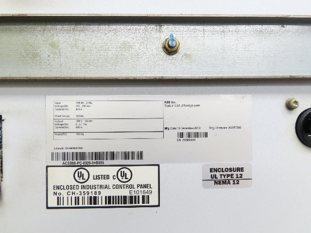 ABB ACS800-U4-0320-5+E210+P901 VFD Variable Speed AC Drive 350Hp 480V 3Ph