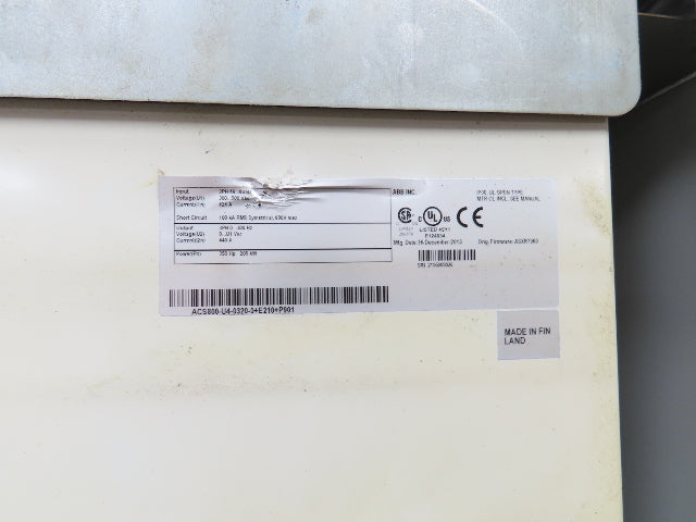 ABB ACS800-PC-0320-5+B055 VFD Variable Speed AC Drive 350Hp 480V 3Ph Cabinet