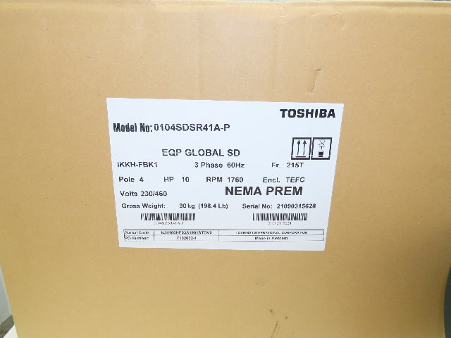 Toshiba EQP 0104SDSR41A-P AC Motor 10Hp 1760RPM 230/460V 3PH 215T Severe Duty