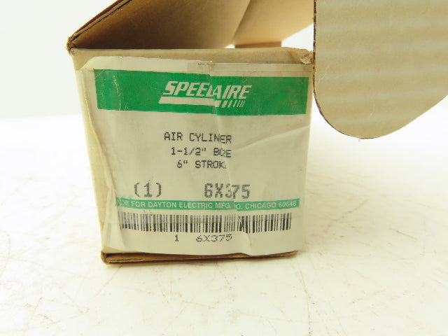 Dayton Speedaire 6X375 Pneumatic Air Cylinder 1-1/2" Bore 6" Stroke 250 PSI