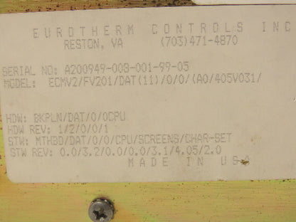 Eurotherm Controls ECMV2/FV201/DAT(11) A0/405V031 Operator Interface Station
