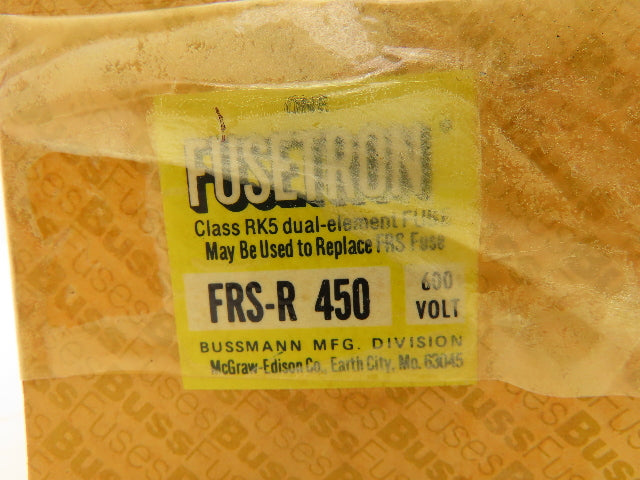 Bussmann FRS-R 450 Fusetron 450A 600V Fuse Dual-Element Time Delay Buss Lot of 3