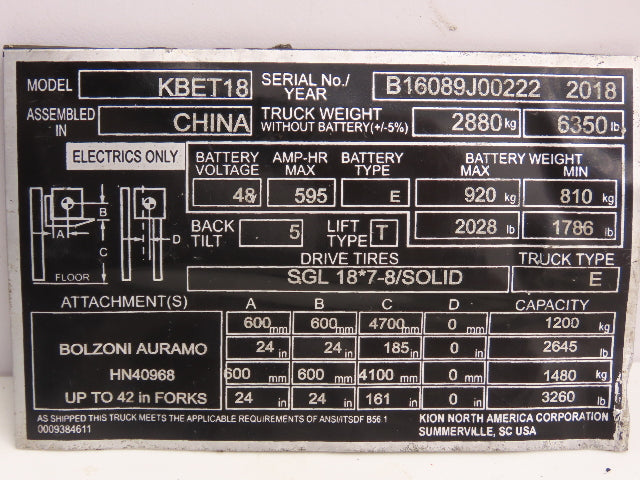 SME B00CR001B01 Forklift Instrument Panel LCD Display Meter Removed From KBET18