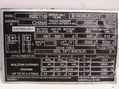 SME B00CR001B01 Forklift Instrument Panel LCD Display Meter Removed From KBET18