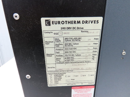 Eurotherm 955L BR22 DC Drive 590DRV 230/480VAC 3Ph In 500/240VDC Output 20/10Hp
