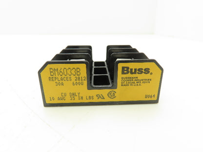 Bussmann Cooper BM6033B Buss Fuse Holder Midget 30A 3 Pole 3Ph 600V Lot of 6