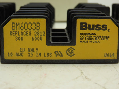Bussmann Cooper BM6033B Buss Fuse Holder Midget 30A 3 Pole 3Ph 600V Lot of 5