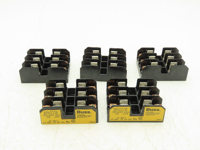 Bussmann Cooper BM6033B Buss Fuse Holder Midget 30A 3 Pole 3Ph 600V Lot of 5