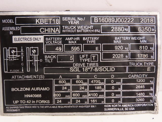 Baoli Electric Forklift Lighting Switch Control Selector Off  KBET18
