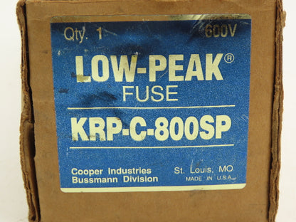 Cooper KRP-C-800SP 800 Amp Low Peak Fuse Time Delay 600V Class L IR 200kA AC