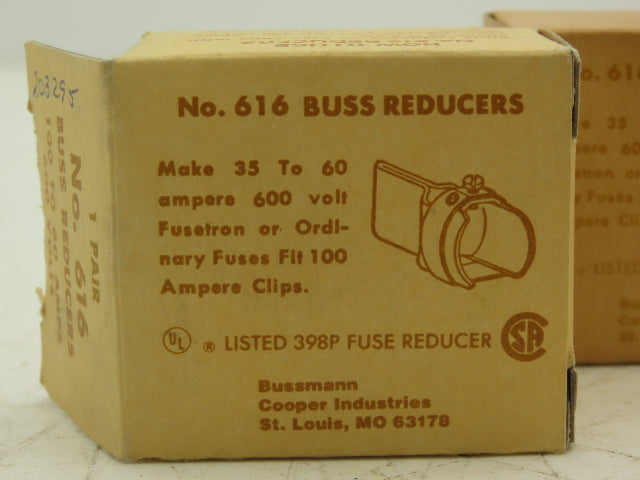 Bussmann 616 Reducer 100 to 60A 600v 2/Box Lot of 4 Boxes