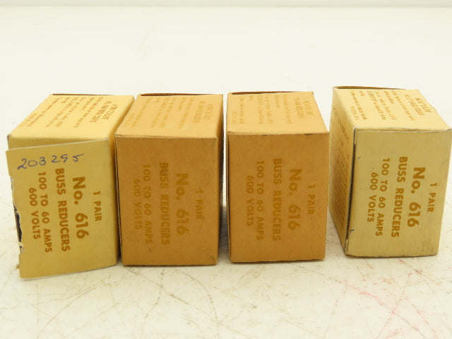 Bussmann 616 Reducer 100 to 60A 600v 2/Box Lot of 4 Boxes