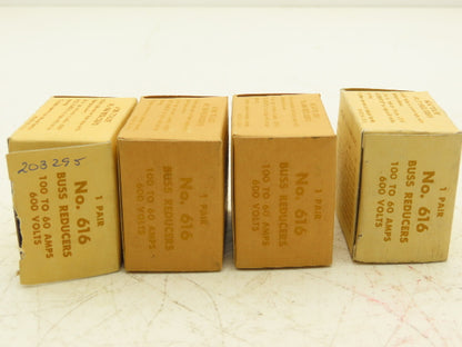 Bussmann 616 Reducer 100 to 60A 600v 2/Box Lot of 4 Boxes
