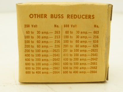 Bussmann 616 Reducer 100 to 60A 600v 2/Box Lot of 5 Boxes