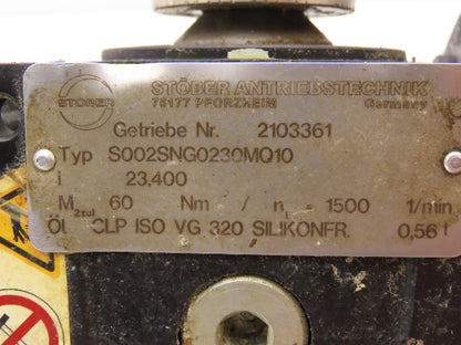 Stober S002SNG0230MQ10 Servo Gearbox 23.40 Ratio Reducer 20mm Hollow Shaft 46Nm
