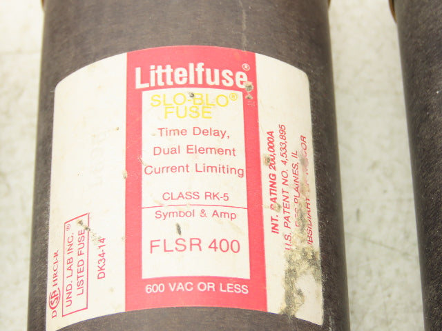 Bussmann FLSR-400 Fusetron Dual Element Time Delay Fuse 400A 600VAC Lot of 4
