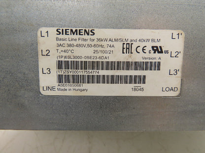 Siemens 6SL3000-0BE23-6DA1 Basic Line Filter Module 380-480V 3Ph 50/60Hz Input