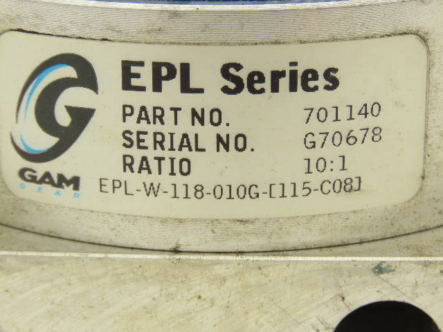GAM EPL-W-118-010G Planetary Servo Gearbox 10:1 Ratio Inline Reducer (115-C08)