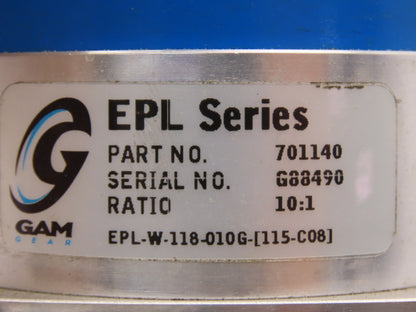 GAM EPL-W-118-010G-115-C08 Planetary Servo Gearbox 10:1 Ratio Inline Reducer