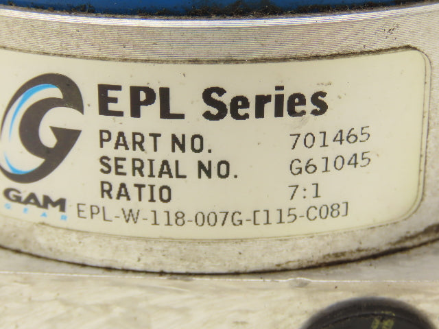 GAM EPL-W-118-007G-115-C08 Planetary Servo Gearbox 7:1 Ratio Inline Reducer