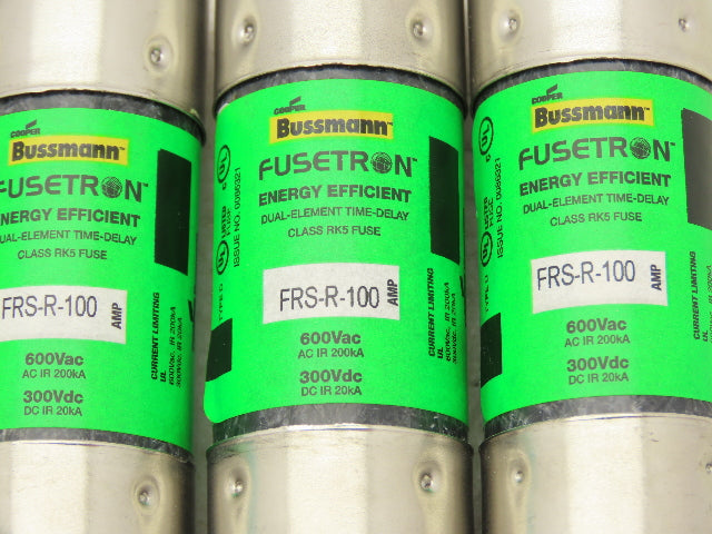 Bussmann FRS-R-100 Fusetron Dual Element Time Delay Fuse 100A 600V Lot of 5