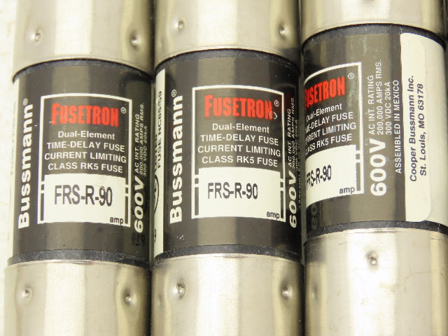 Bussmann FRS-R-90 Fusetron Fuse 90A 600V Dual Element Time Delay Lot Of 5