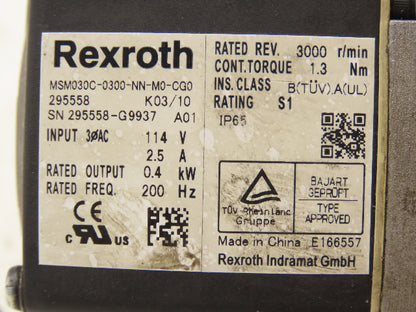 Rexroth Indramat MSM030C-0300-NN-M0-CG0 Servo Motor 114V 3PH 3000 RPM