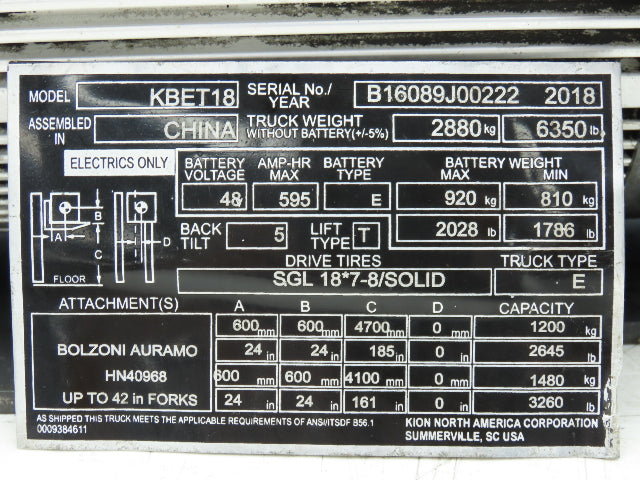 Baoli B00MT548B03 Forklift Hydraulic Motor 48V 12kW & SME Pump Off KBET18