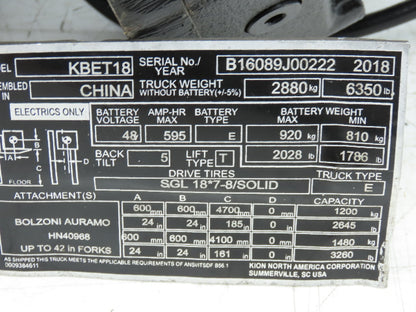 Baoli B00MT1426B00 Forklift Front Right Drive Axle & Motor 5-Lug Off KBET18